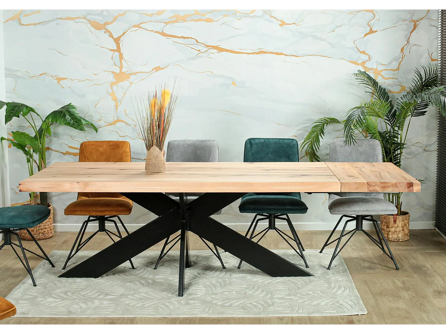 Rallonge pour les tables en chêne blanc bords naturels 200 et 240 cm PALERME (50 cm)