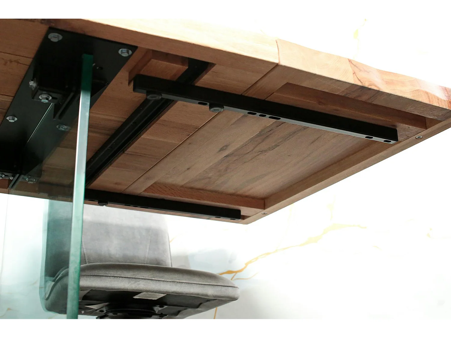 Rallonge pour les tables en chêne blanc bords naturels 200 et 240 cm PALERME (50 cm)