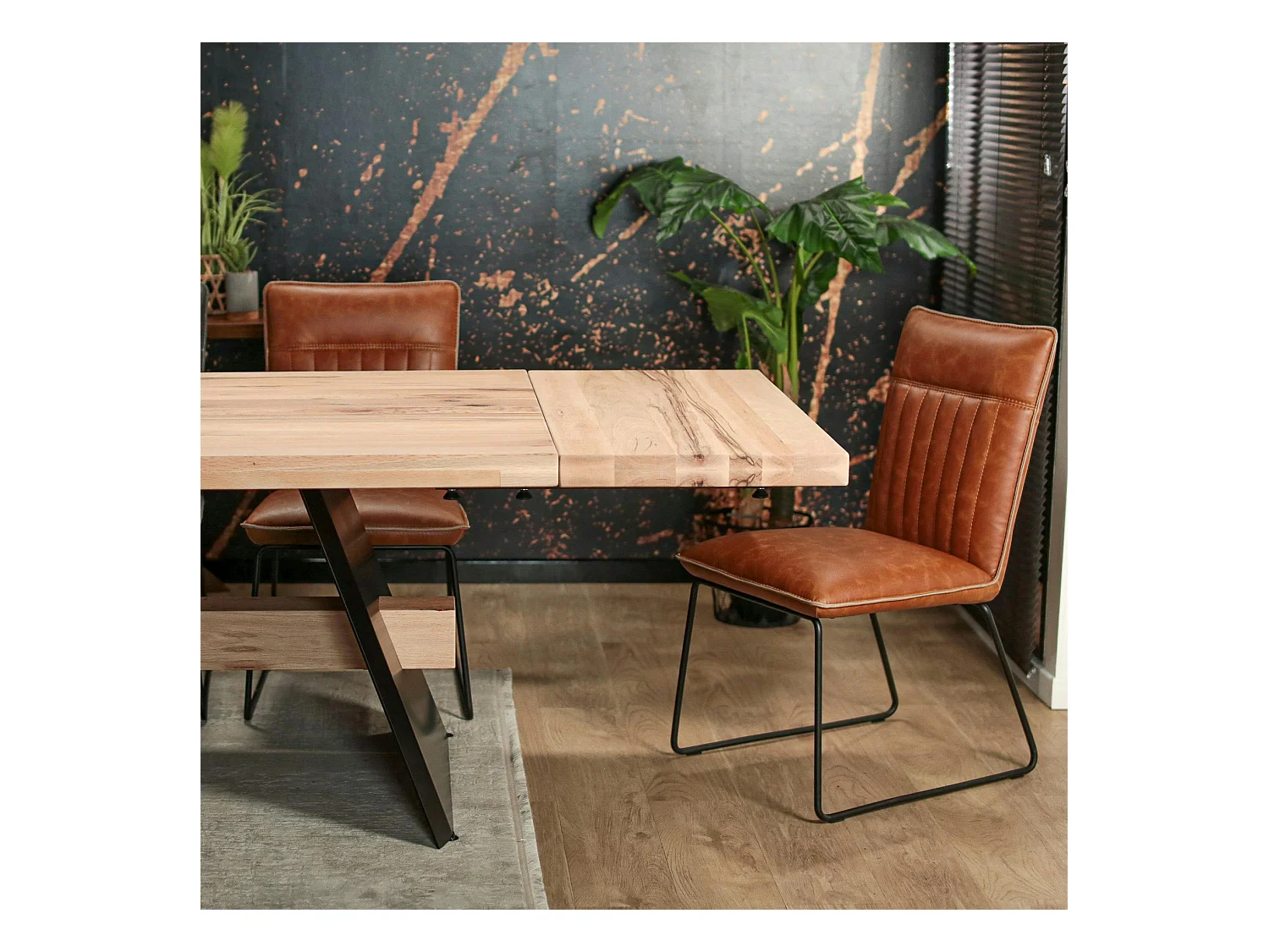Rallonge pour table rectangulaire en chêne blanc avec poutre centrale 240 cm CORNWALL (50 cm)