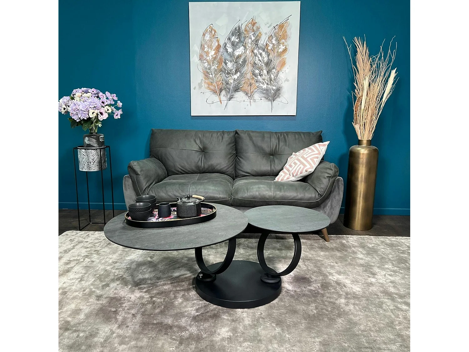 Table basse pivotante en céramique anthracite LOMBARDIE