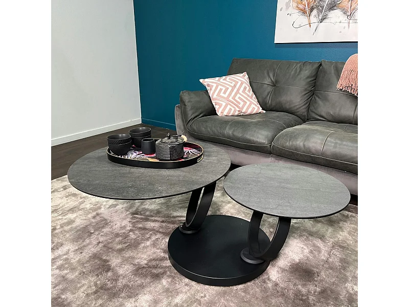 Table basse pivotante en céramique anthracite LOMBARDIE