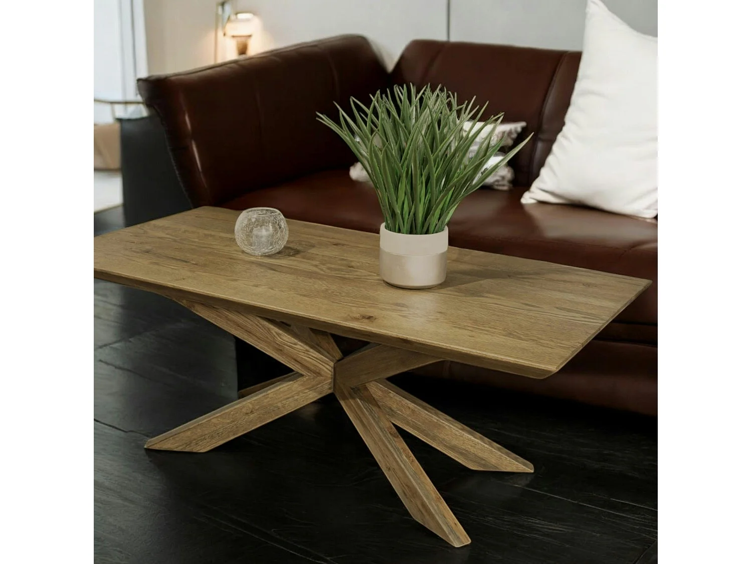 Table basse moderne en chêne 120 cm MANHATTAN