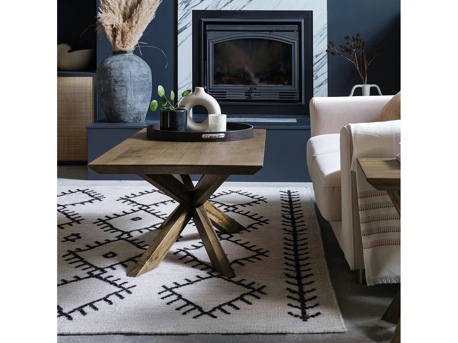 Table basse moderne en chêne 120 cm MANHATTAN