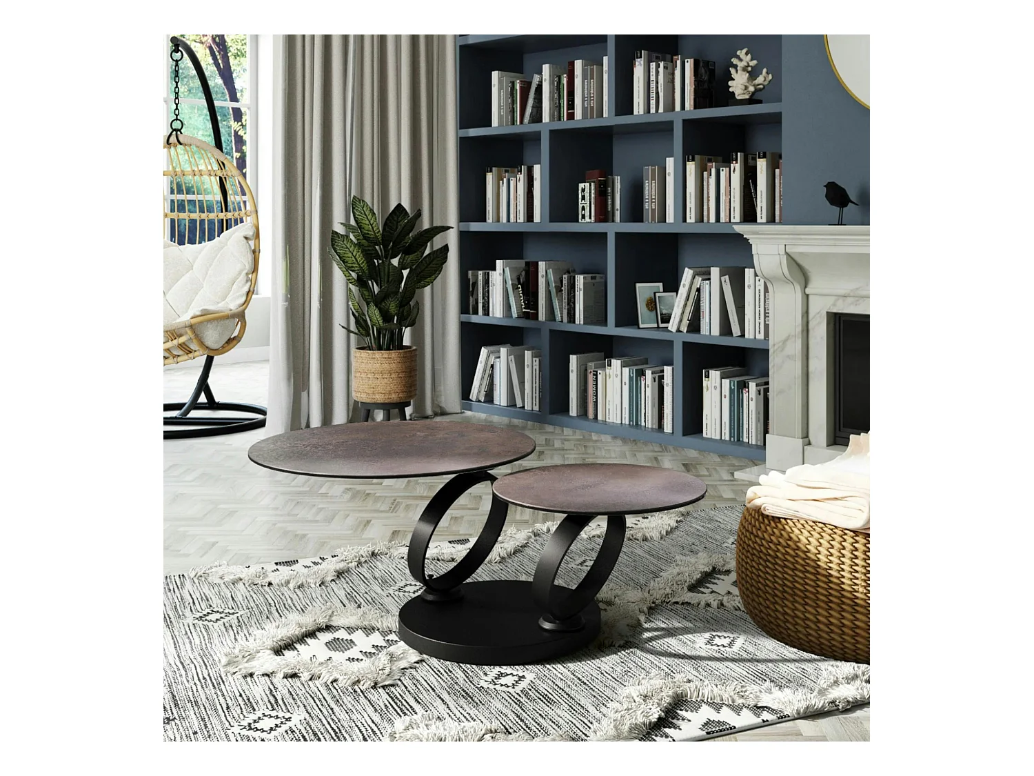 Table basse pivotante en céramique bronze LOMBARDIE