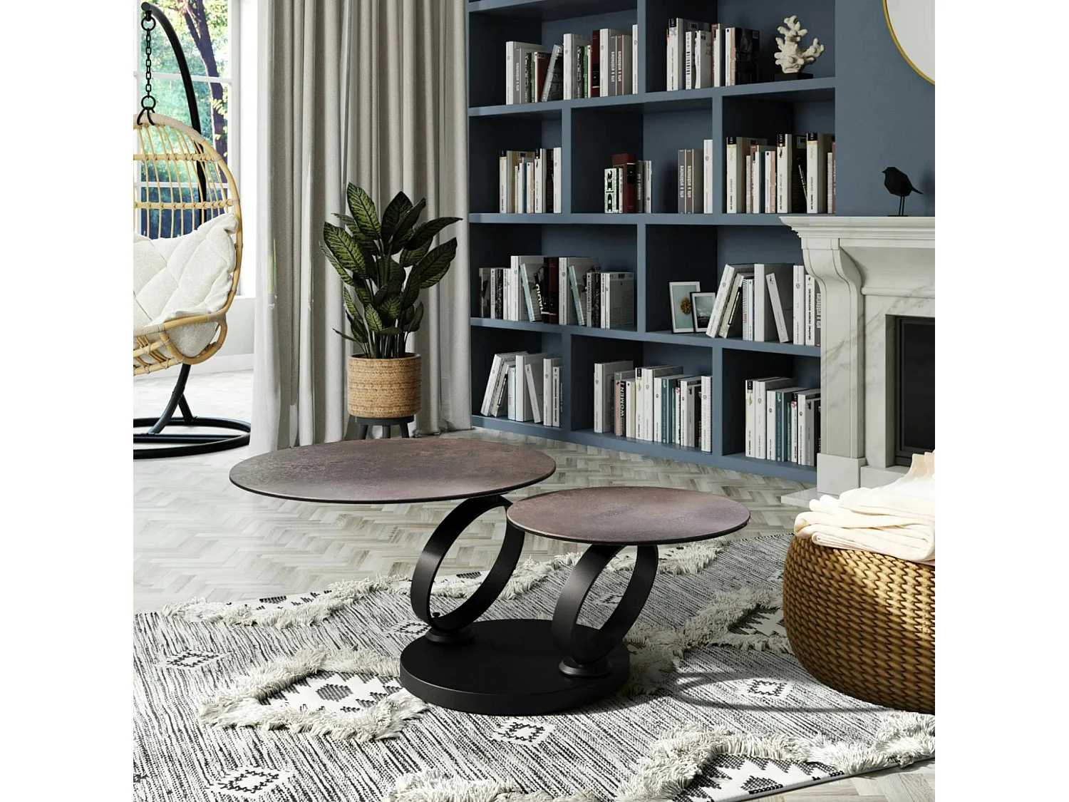 Table basse pivotante en céramique bronze LOMBARDIE