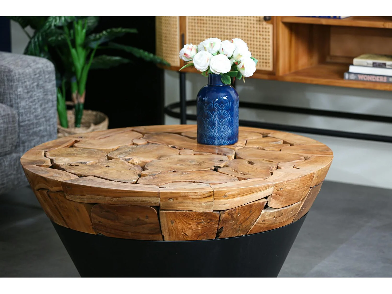 Table basse ronde racine de teck métal CANADA