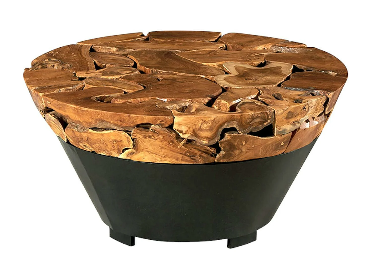 Table basse ronde racine de teck métal CANADA