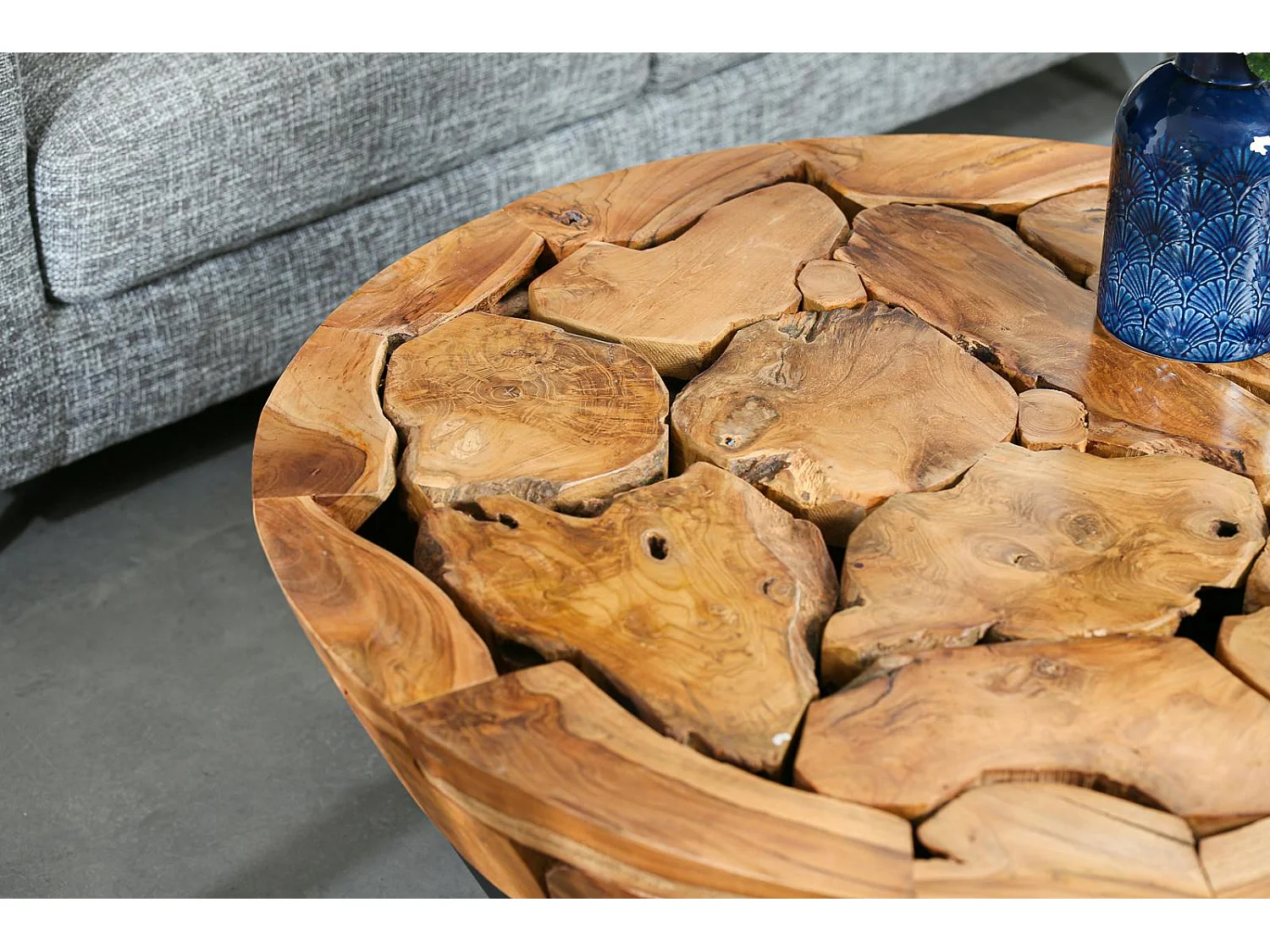 Table basse ronde racine de teck métal CANADA