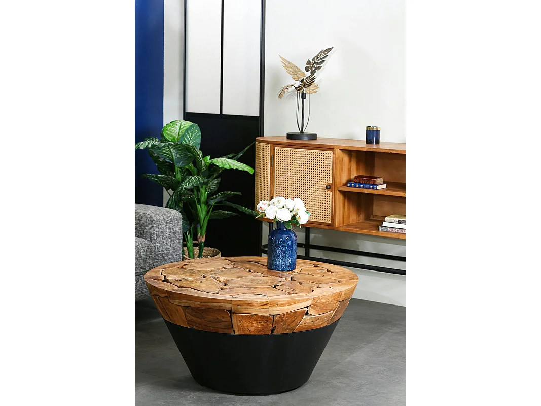 Table basse ronde racine de teck métal CANADA