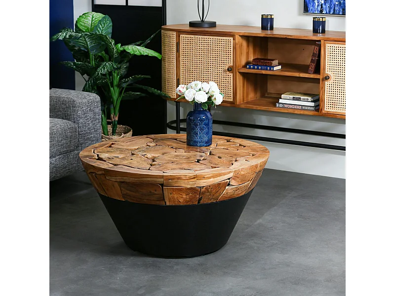 Table basse ronde racine de teck métal CANADA