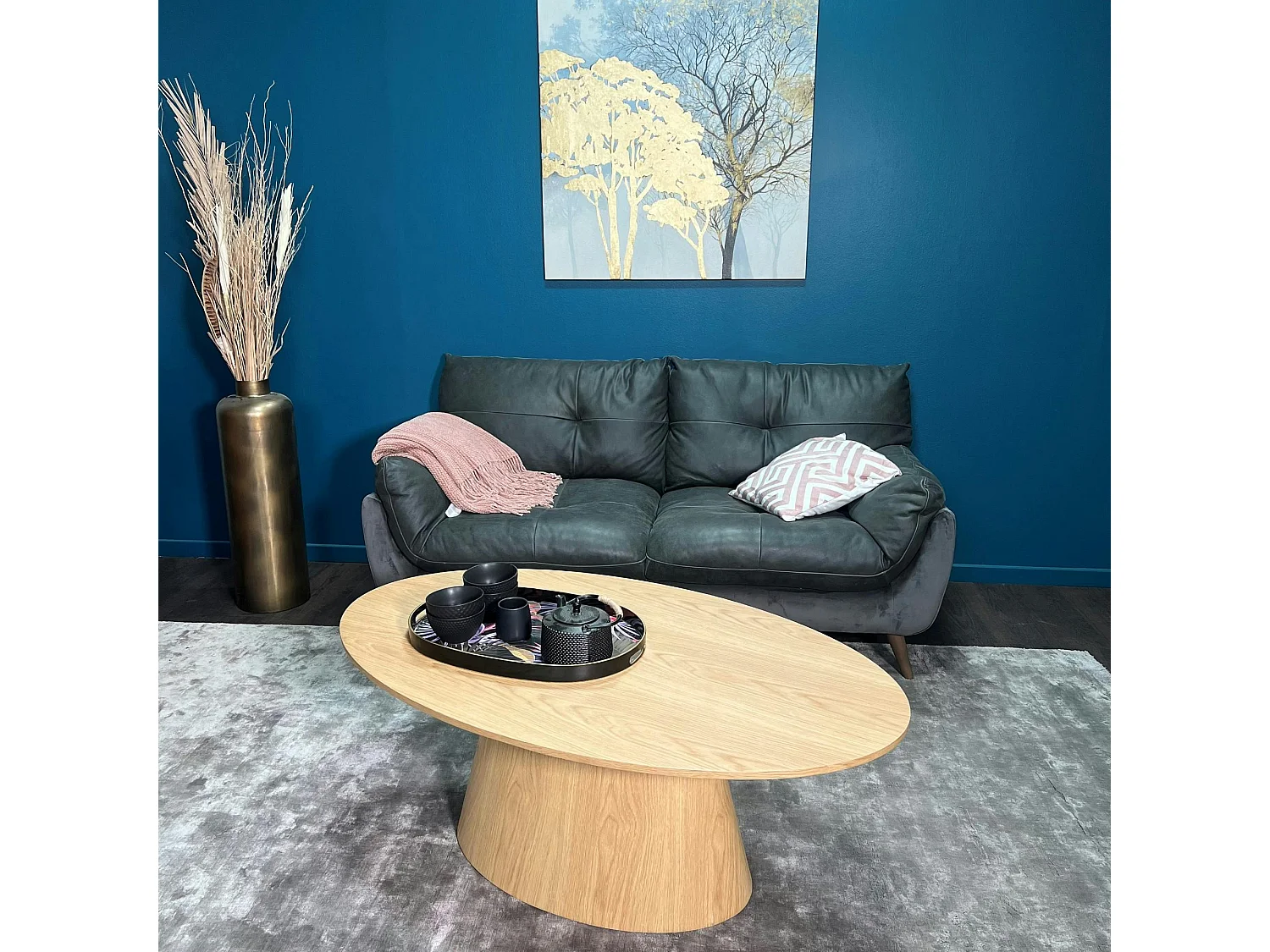 Table basse ovale en bois clair 120 cm VENETIE