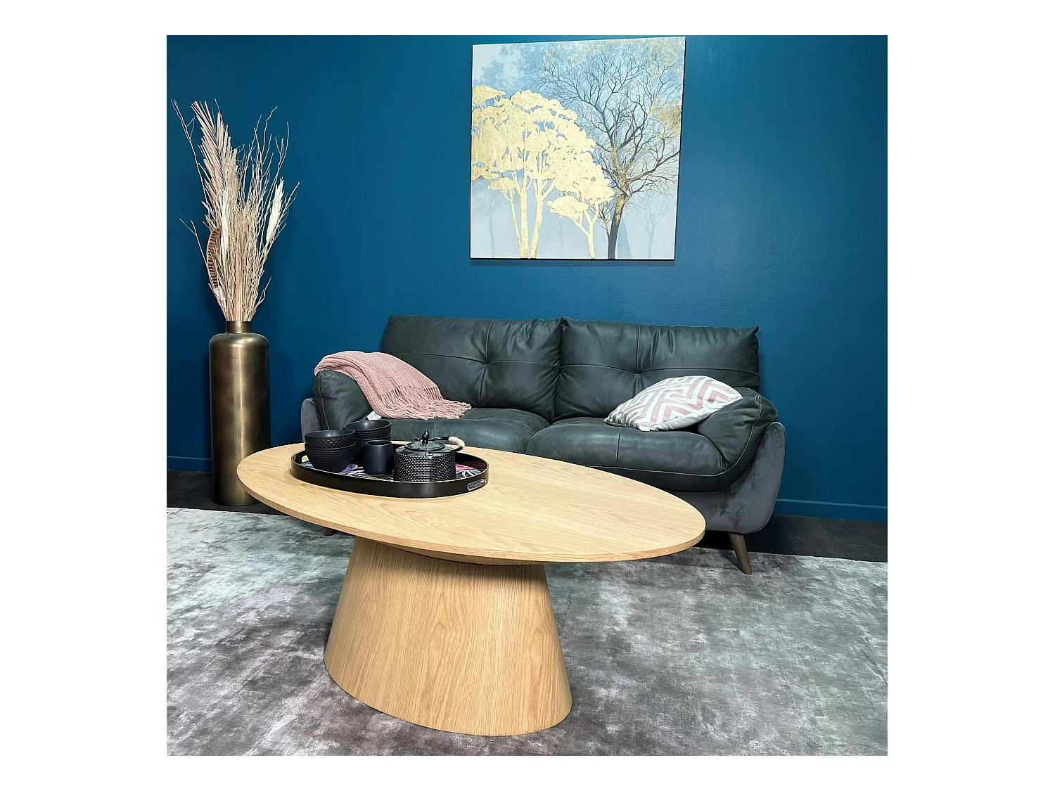 Table basse ovale en bois clair 120 cm VENETIE