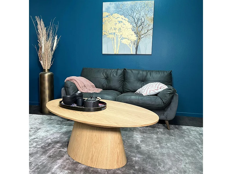 Table basse ovale en bois clair 120 cm VENETIE