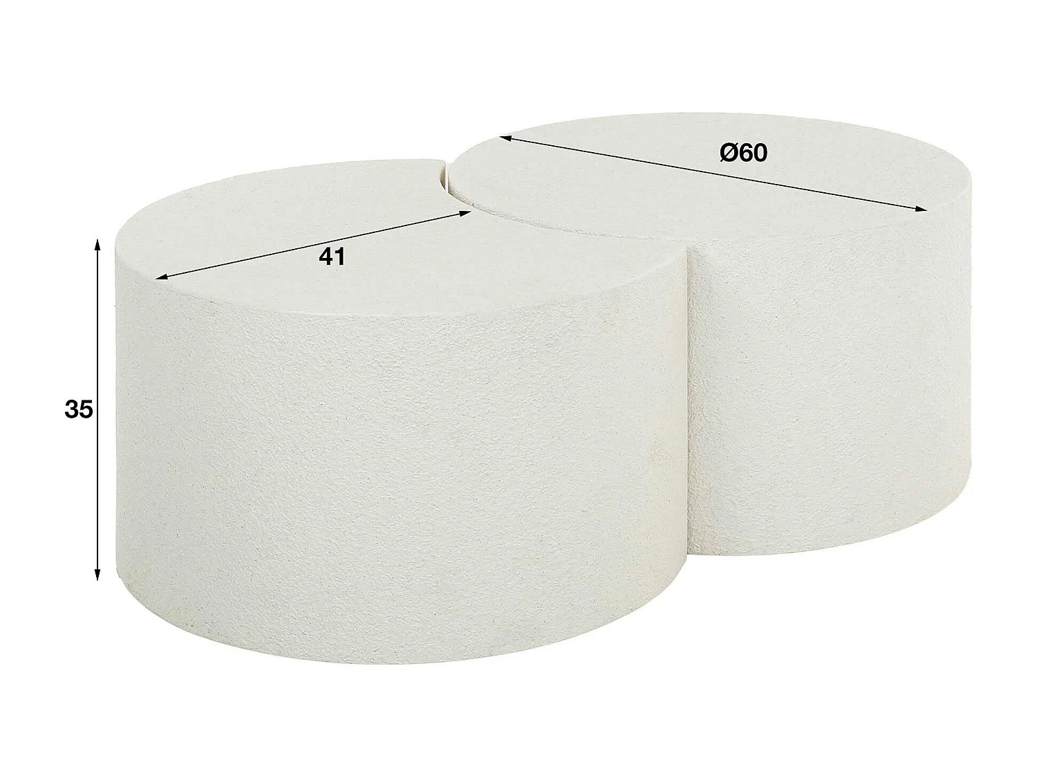 Table basse blanche en marbre composite forme lune (lot de 2) TAJ