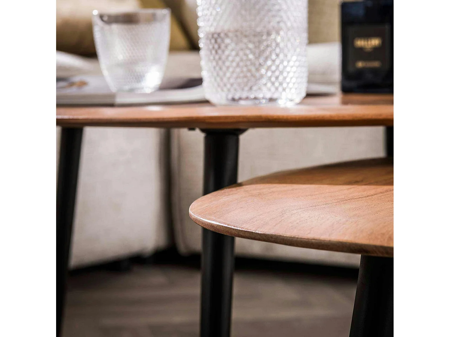 Table basse en bois d'acacia forme galet (lot de 2) MELBOURNE