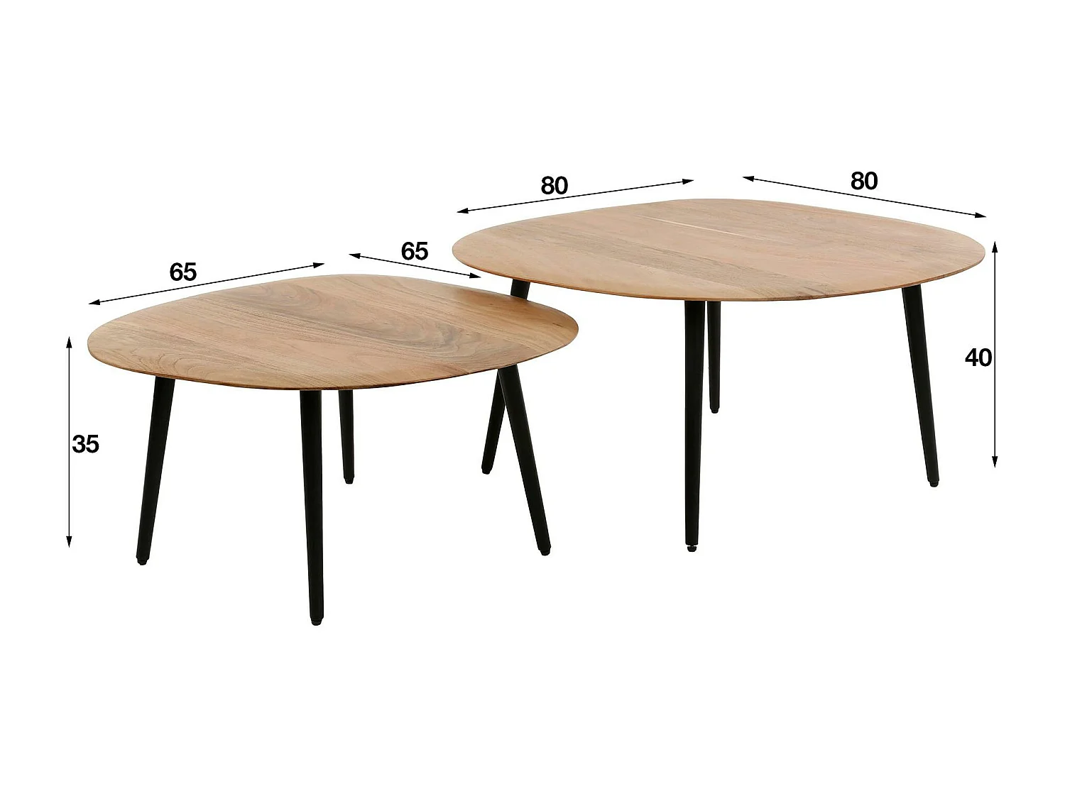 Table basse en bois d'acacia forme galet (lot de 2) MELBOURNE