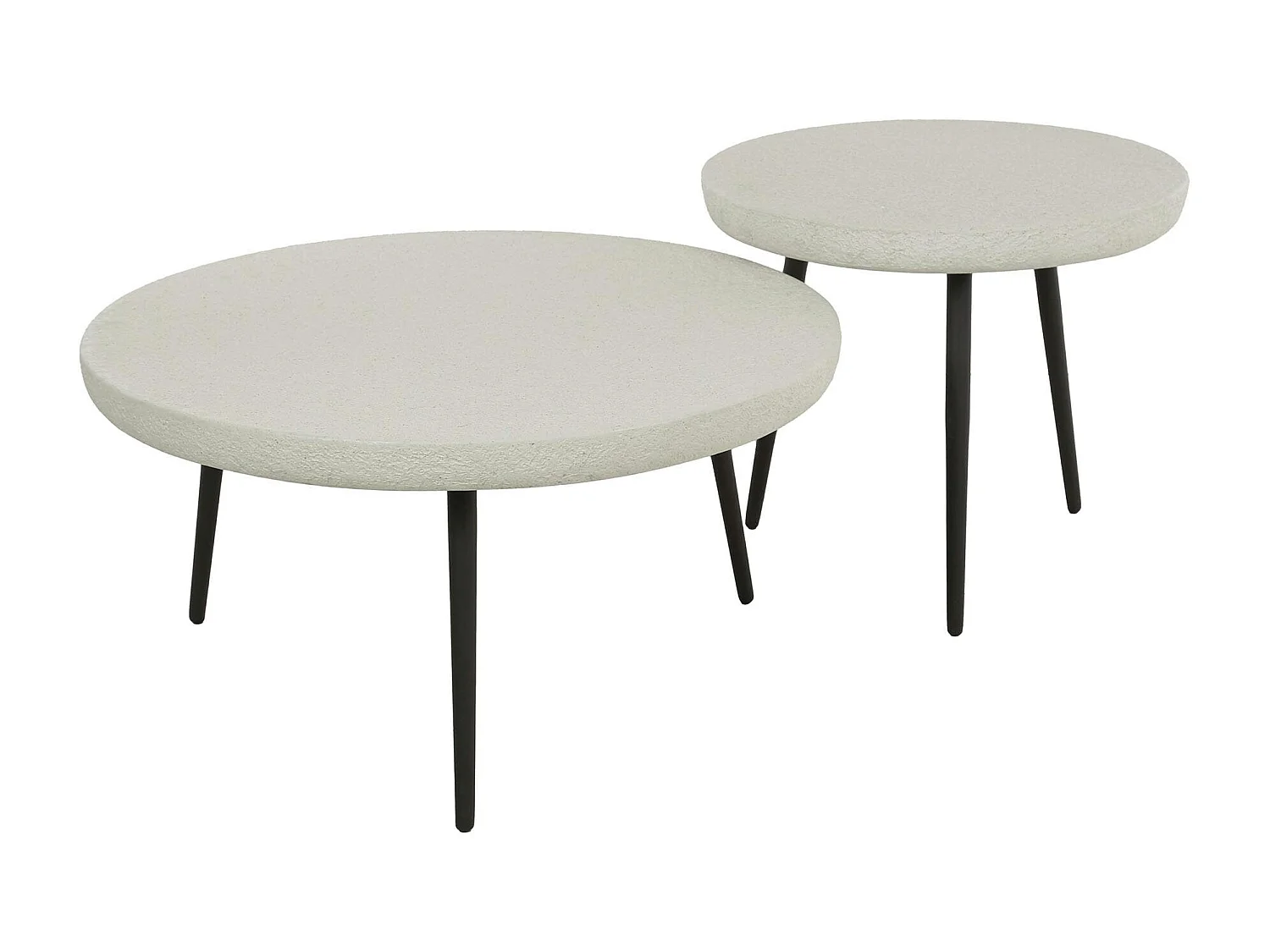 Table de salon blanche en marbre composite forme ronde (lot de 2) TAJ