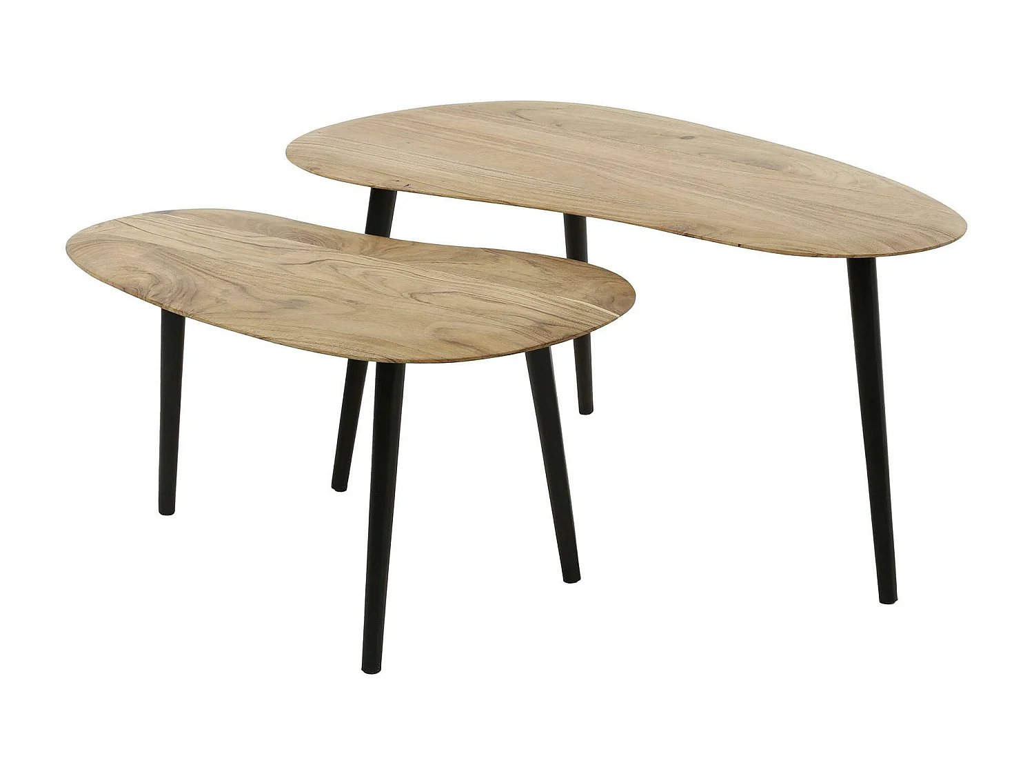 Table basse  en bois d'acacia forme haricot (lot de 2) MELBOURNE