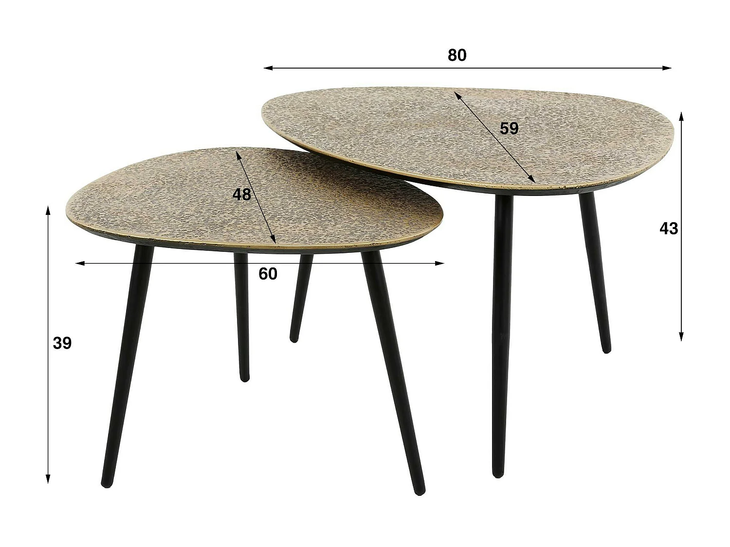 Table basse organique finition bronze ancien (lot de 2) RALF