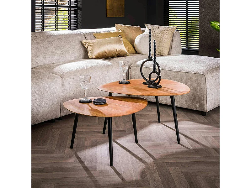 Table basse en bois massif forme triangle (lot de 2) MELBOURNE