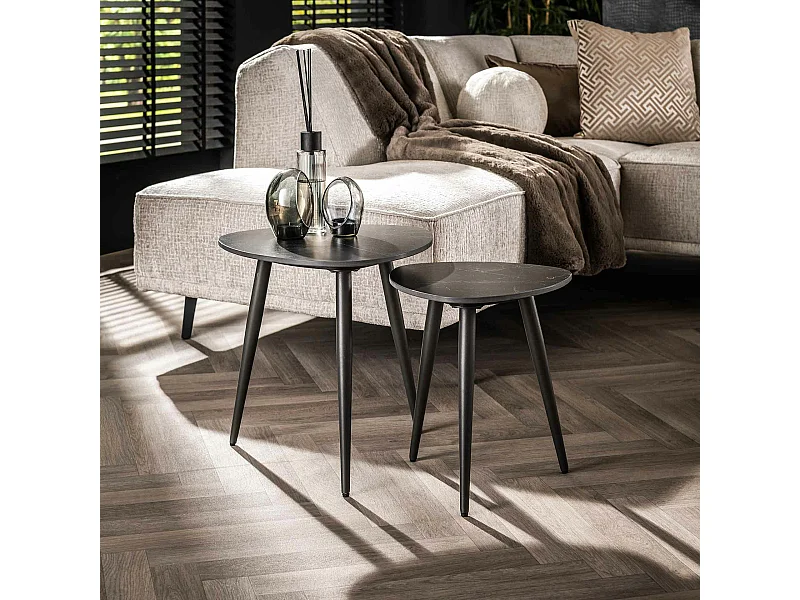 Bout de canapé en céramique noire (lot de 2) GALWAY