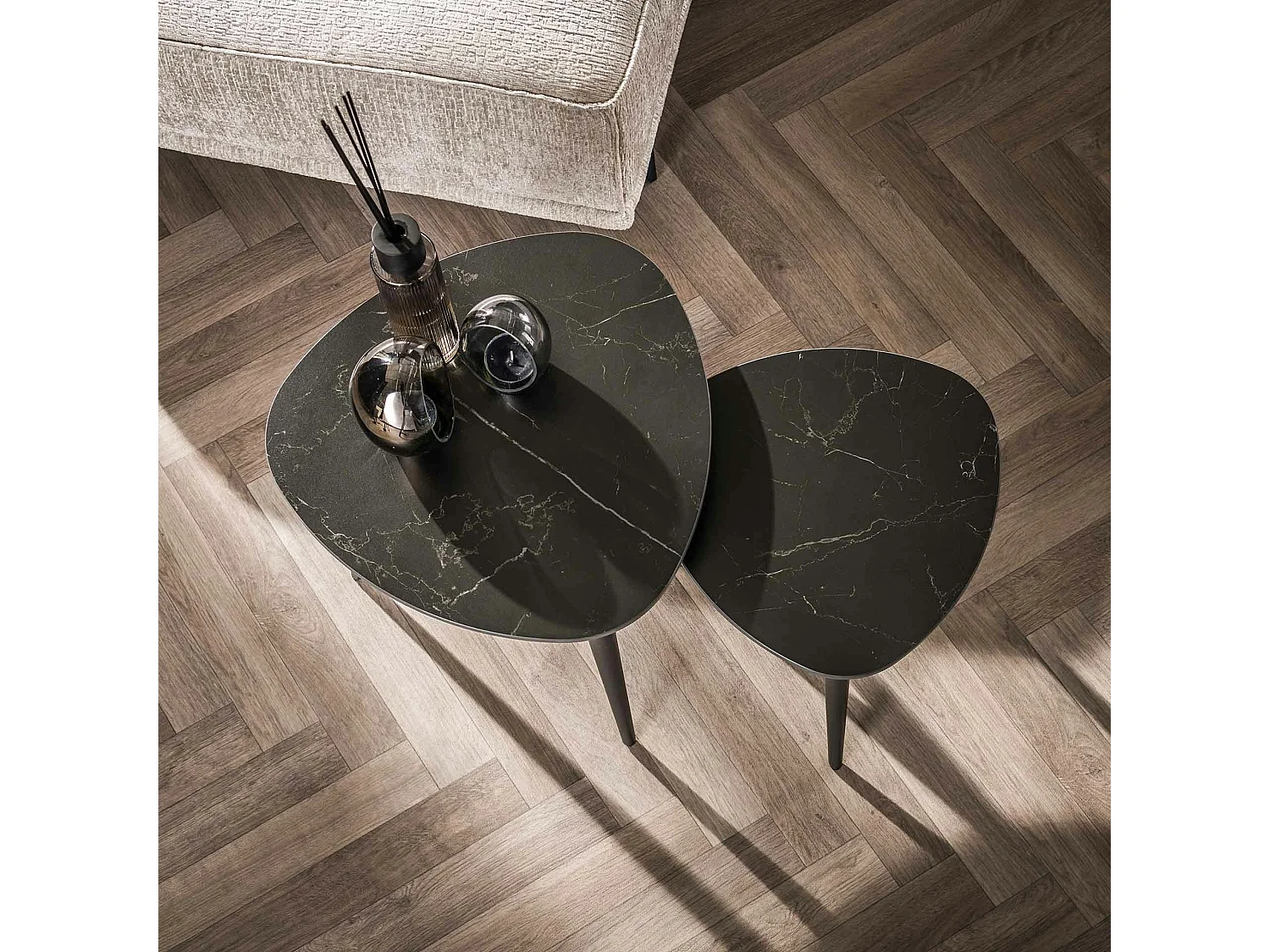 Bout de canapé en céramique noire (lot de 2) GALWAY