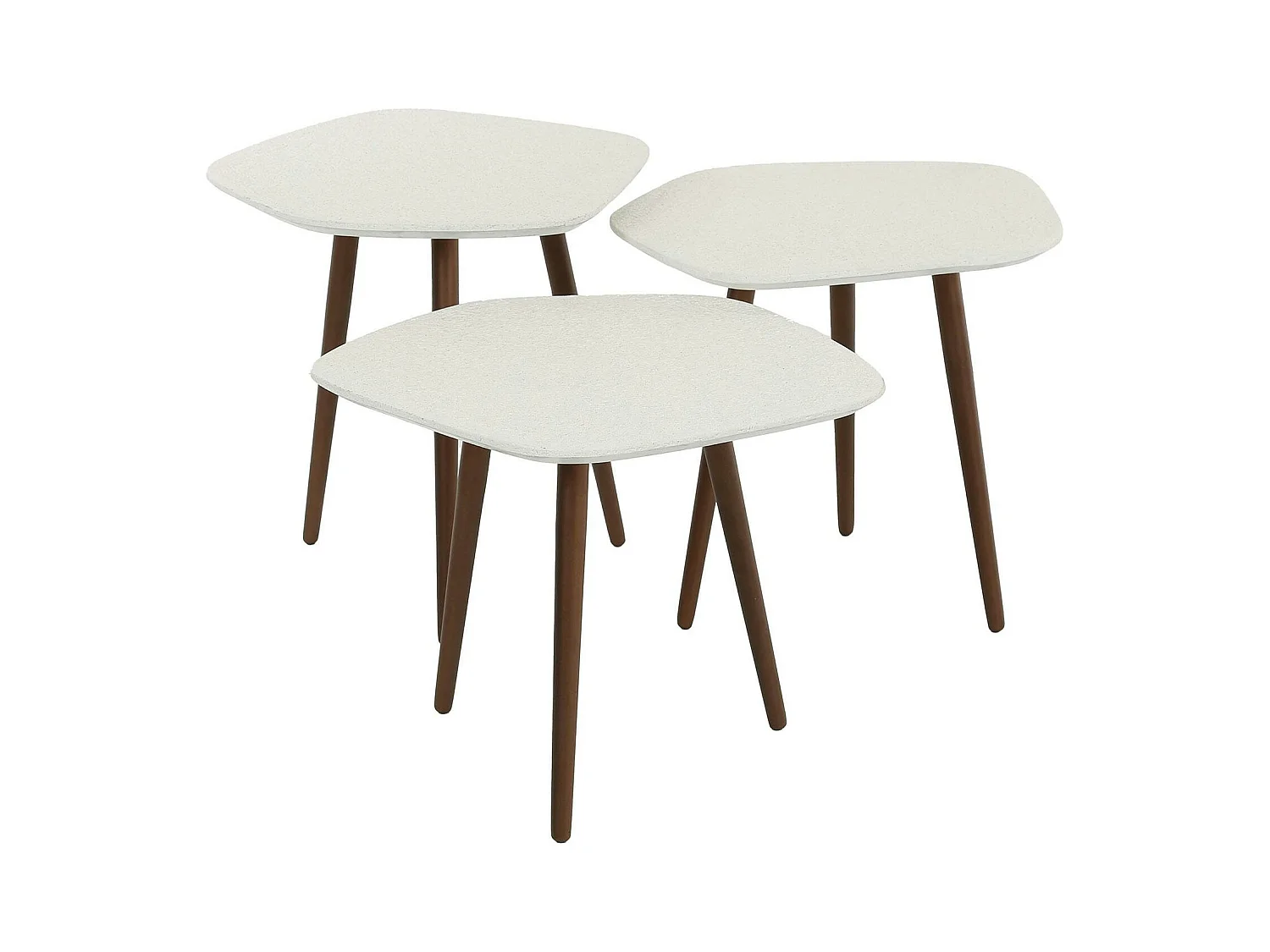 Table d'appoint blanche en marbre composite forme galet (lot de 3) TAJ