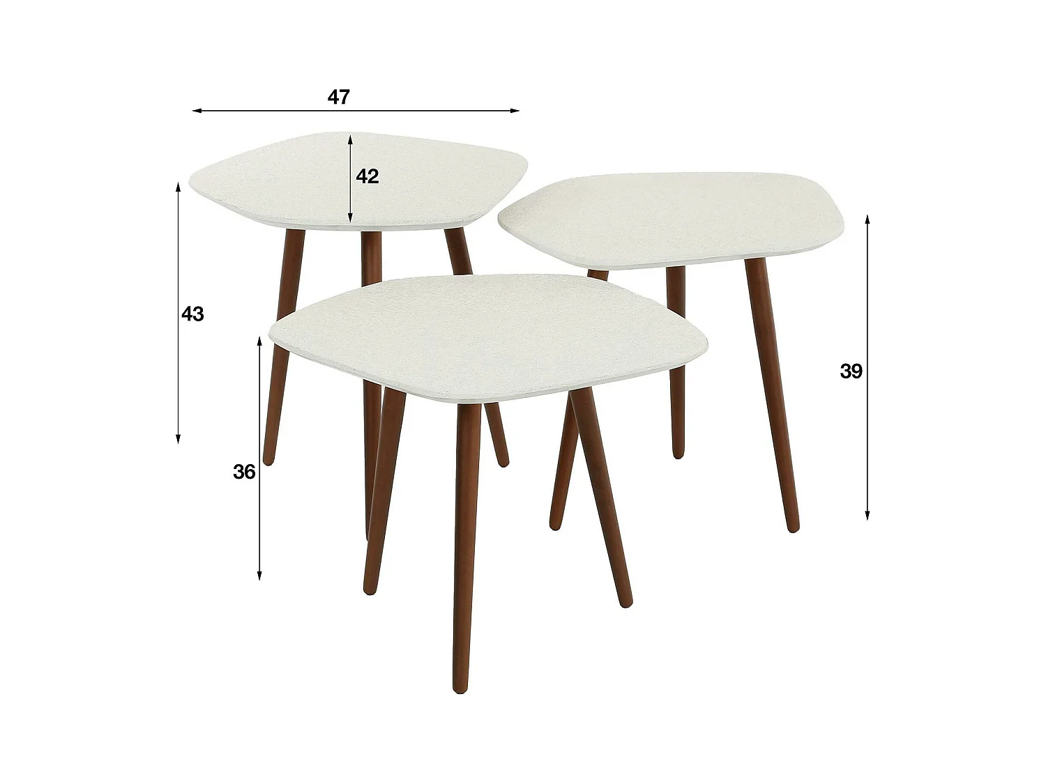 Table d'appoint blanche en marbre composite forme galet (lot de 3) TAJ