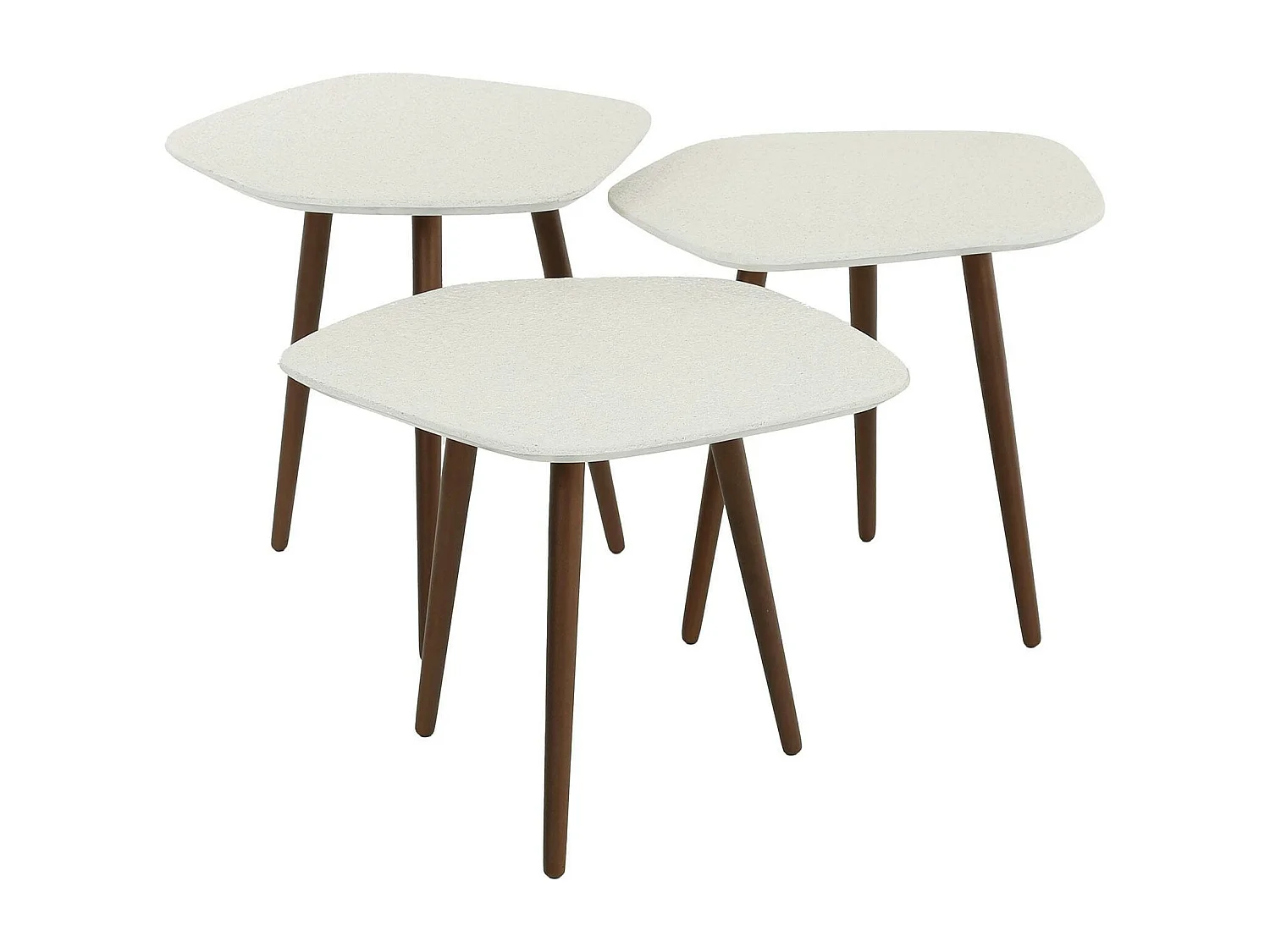 Table d'appoint blanche en marbre composite forme galet (lot de 3) TAJ