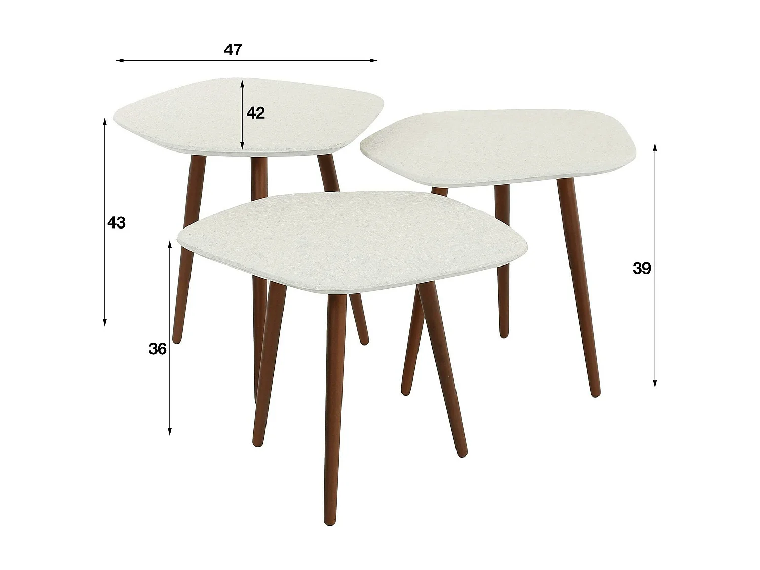 Table d'appoint blanche en marbre composite forme galet (lot de 3) TAJ