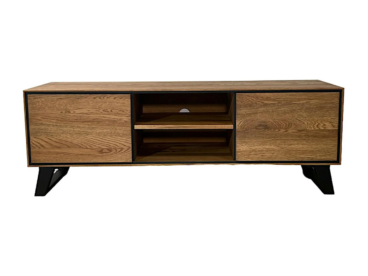 Meuble tv en bois de chêne brun et pieds obliques PALERME