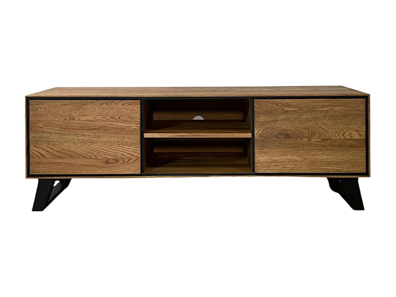 Meuble tv en bois de chêne brun et pieds obliques PALERME