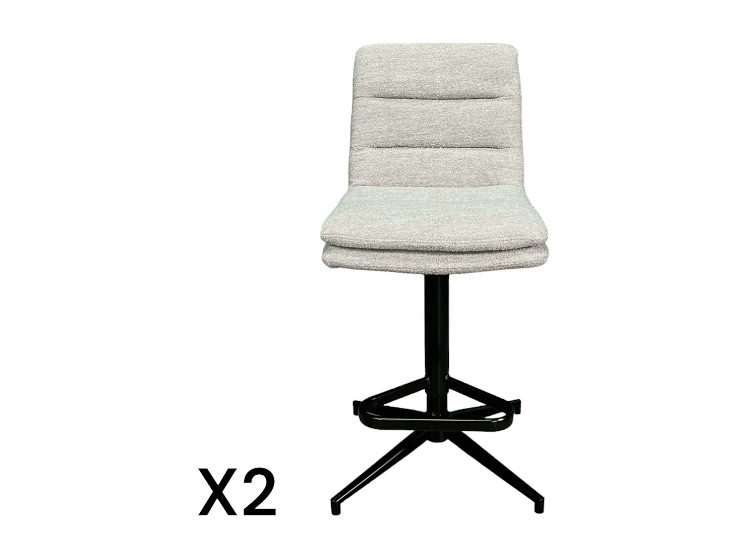 Chaise de bar tissu bouclettes sable réglable en hauteur (lot de 2) PALERME