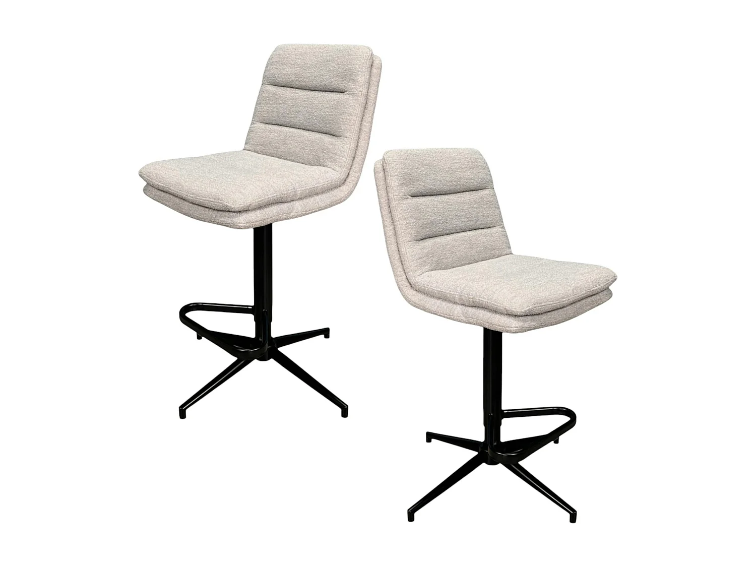 Chaise de bar tissu bouclettes sable réglable en hauteur (lot de 2) PALERME