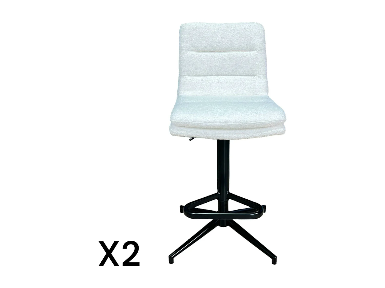 Chaise de bar en bouclettes blanches réglable en hauteur (lot de 2) PALERME