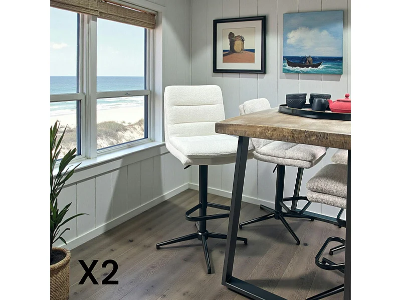 Chaise de bar en bouclettes blanches réglable en hauteur (lot de 2) PALERME