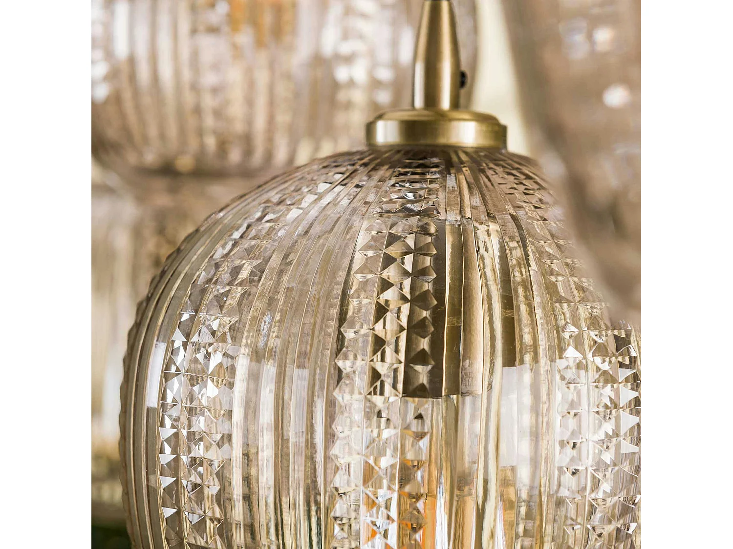 Suspension en verre travaillé 5 lampes NOVA