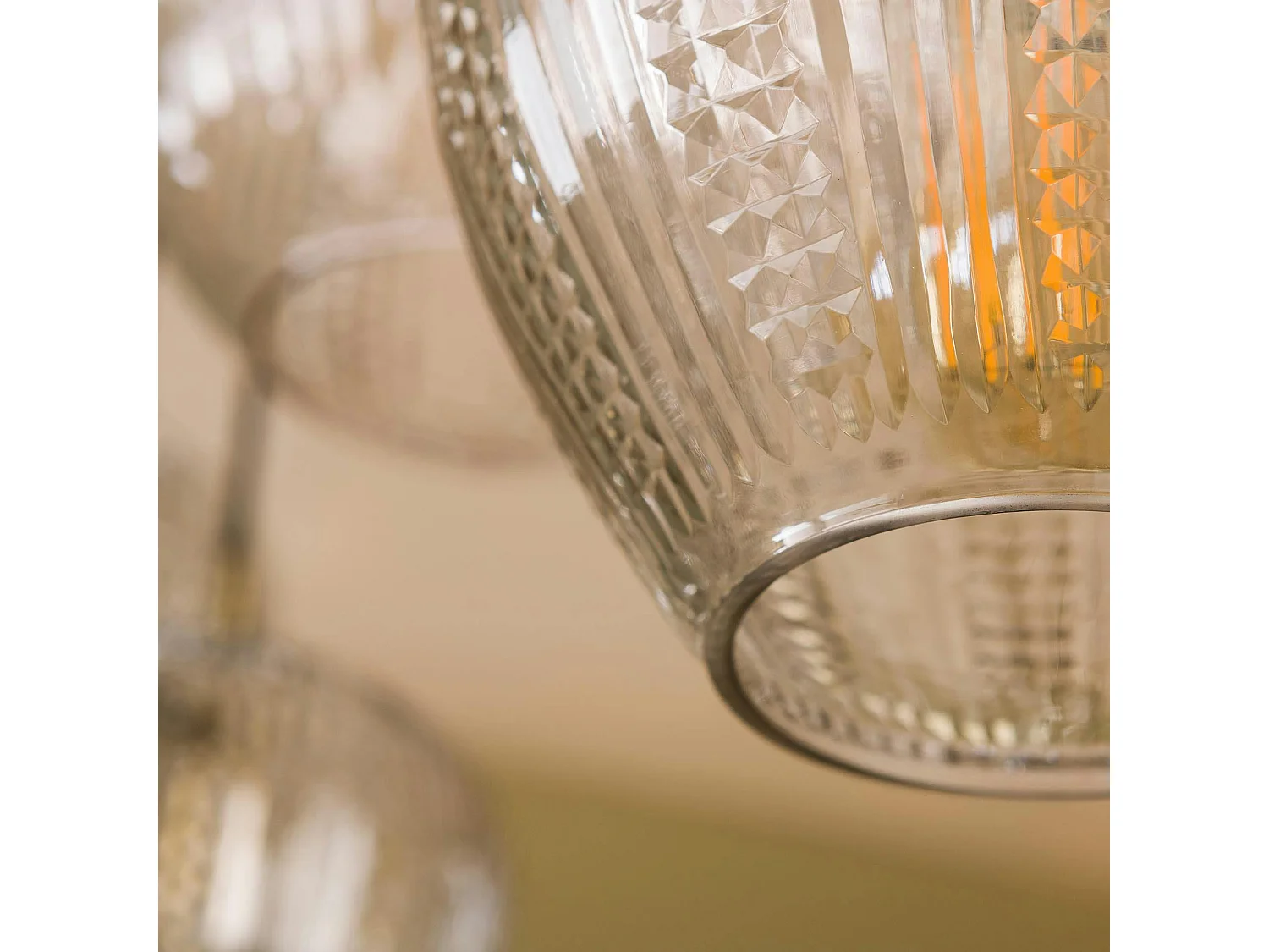 Suspension en verre travaillé 5 lampes NOVA