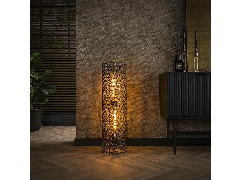 Lampadaire décoratif en métal effet toile H 92 cm RALF