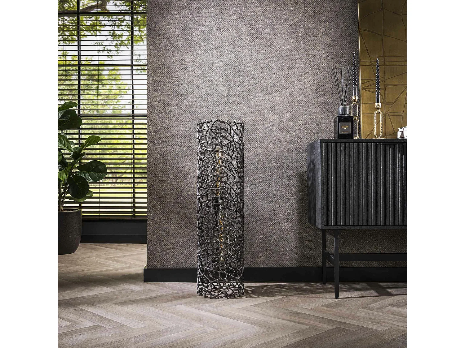 Lampadaire décoratif en métal effet toile H 92 cm RALF