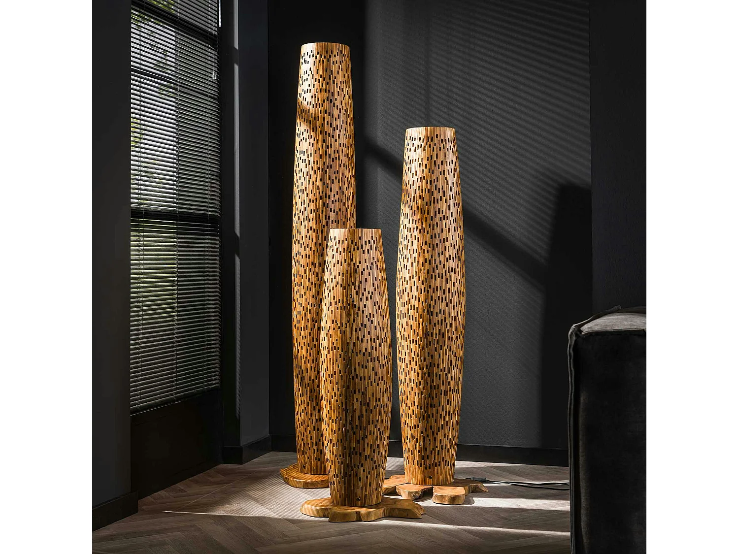 Lampadaire en bois de teck recyclé 184 cm JAVA