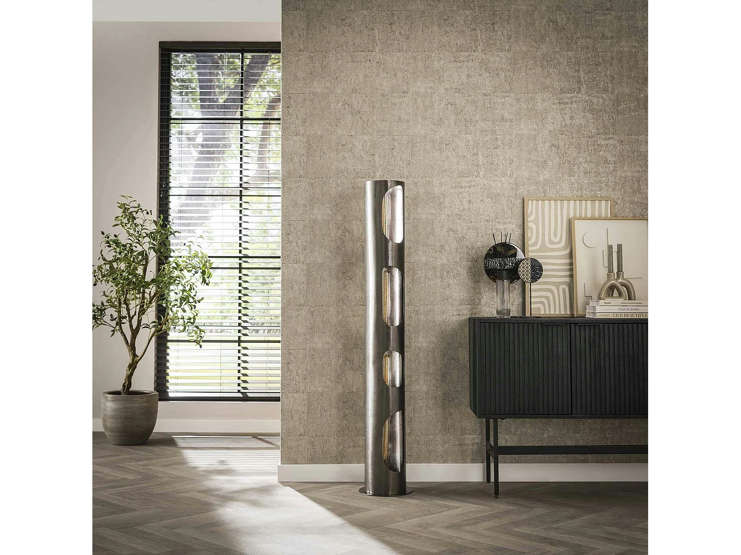 Lampadaire cylindrique ouvert H 145 cm RALF