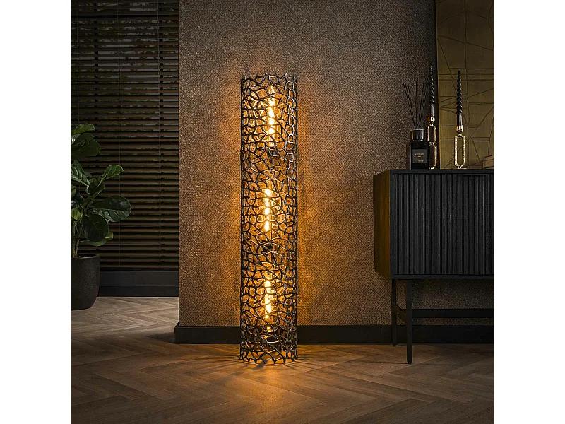 Lampadaire décoratif en métal effet toile H 122 cm RALF