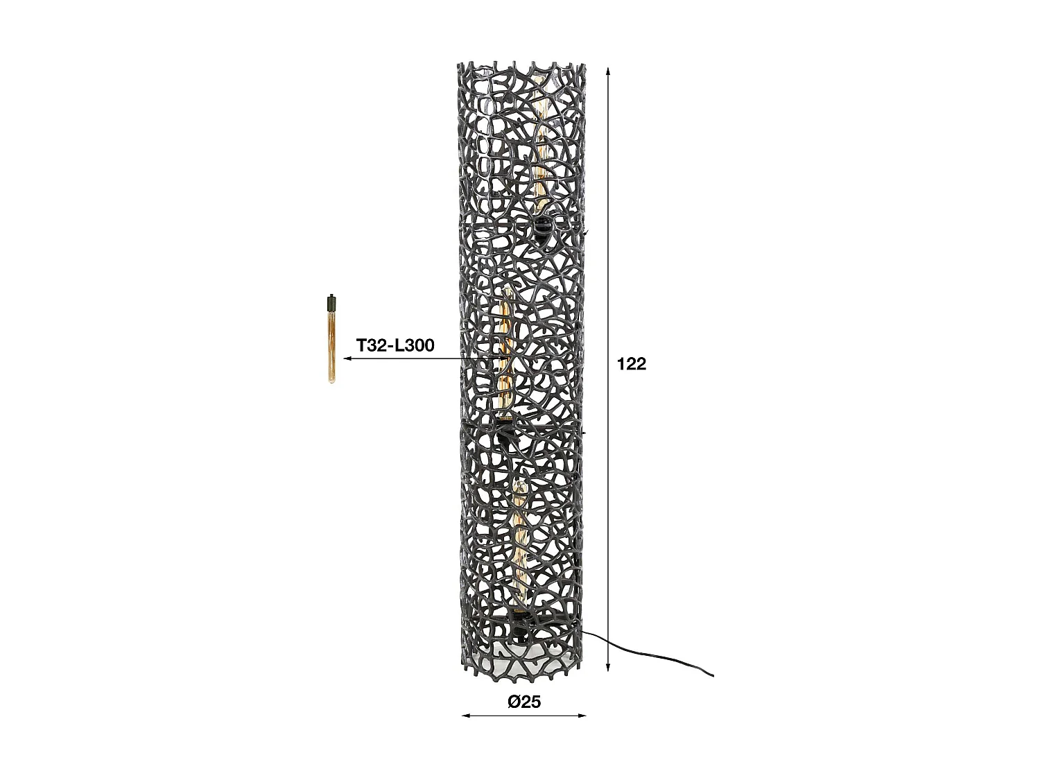 Lampadaire décoratif en métal effet toile H 122 cm RALF