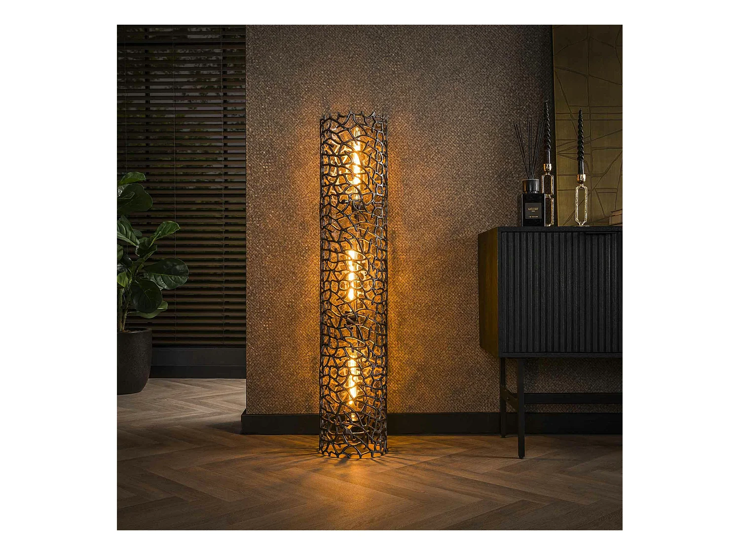 Lampadaire décoratif en métal effet toile H 122 cm RALF