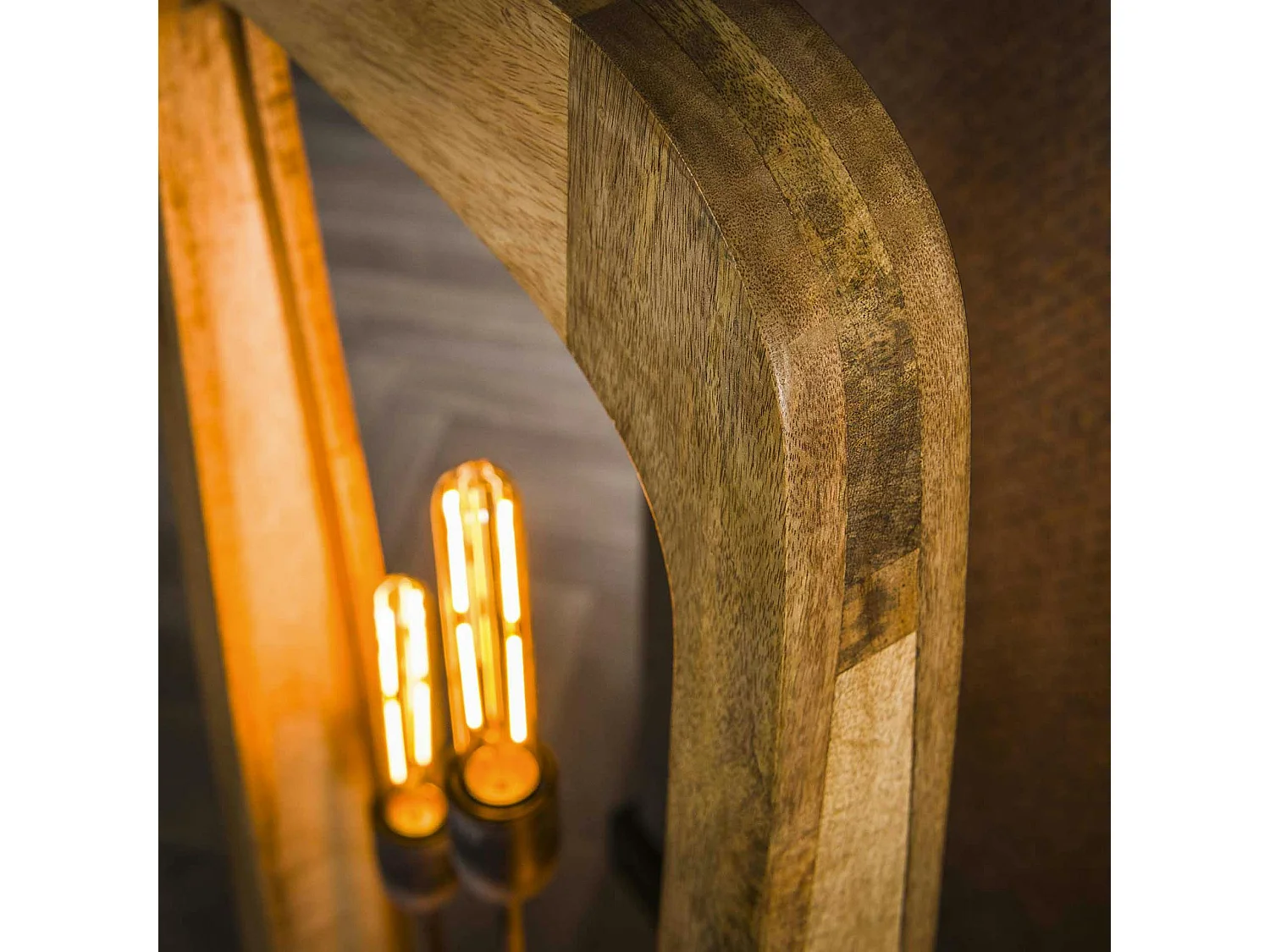 Lampadaire en bois de manguier forme organique 3 lampes LUCKNOW