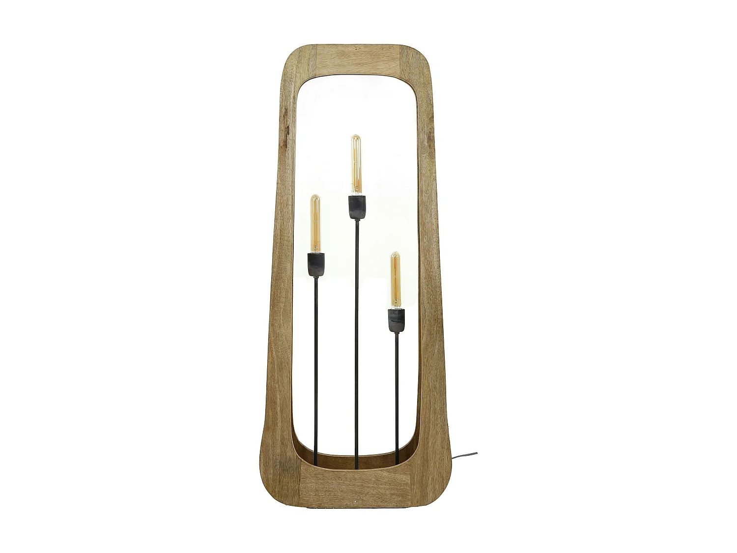 Lampadaire en bois de manguier forme organique 3 lampes LUCKNOW