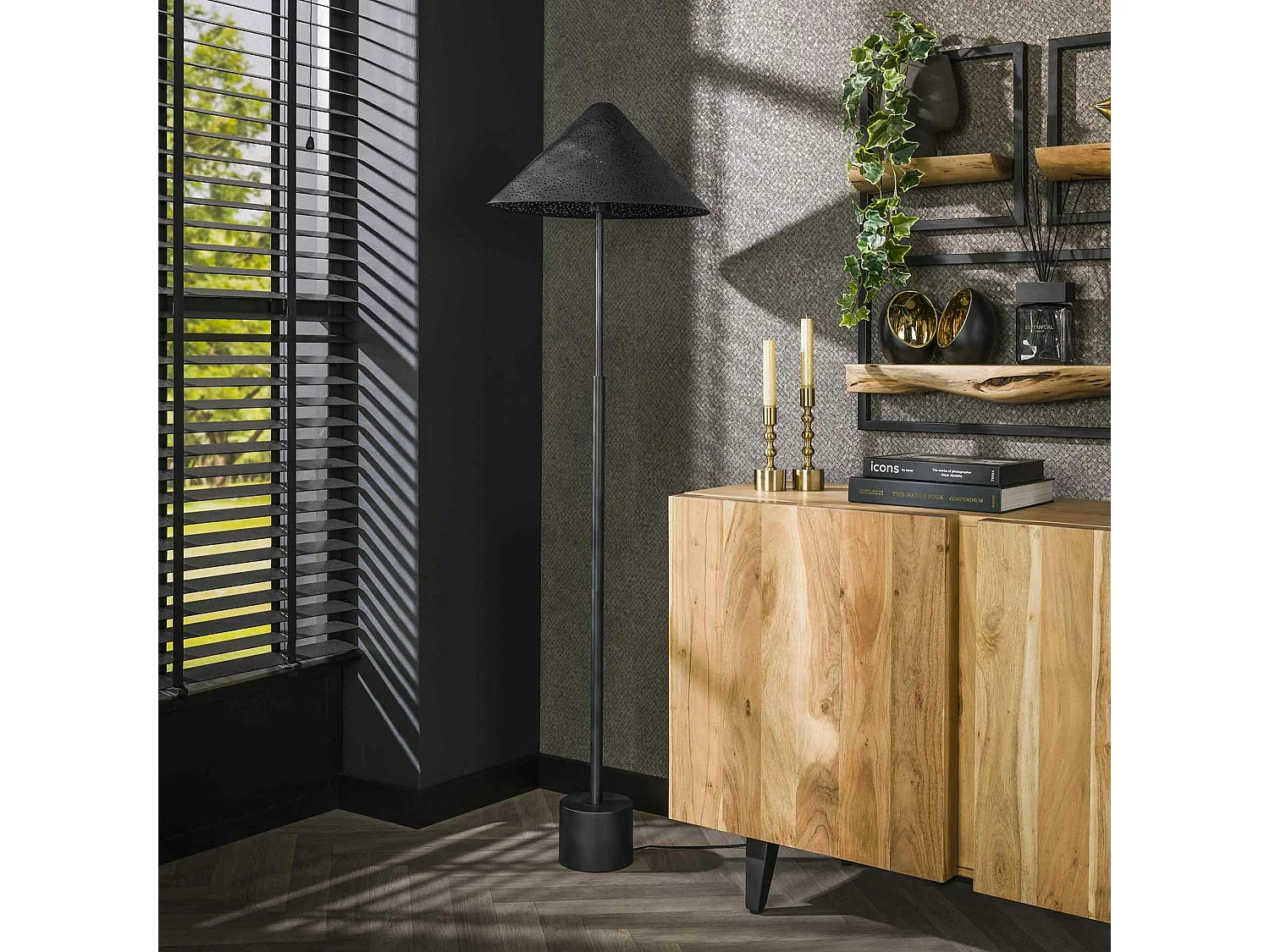 Lampadaire avec abat-jour effet étoilé RALF