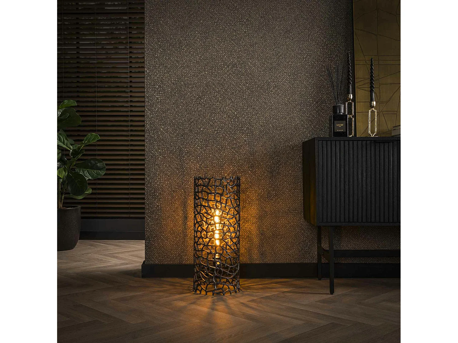 Lampadaire décoratif en métal effet toile H 61 cm RALF