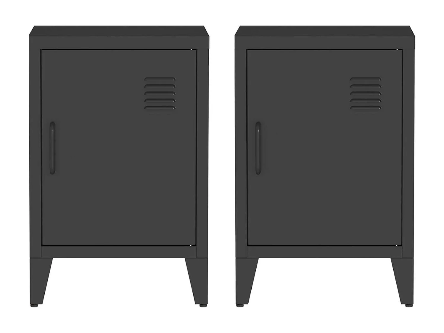 Set 2 comodini industriali, 1 anta, nero